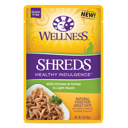 WELLNESS Healthy Indulgence Shreds with Chicken and Turkey - Grain Free Wet Cat Food - 85G