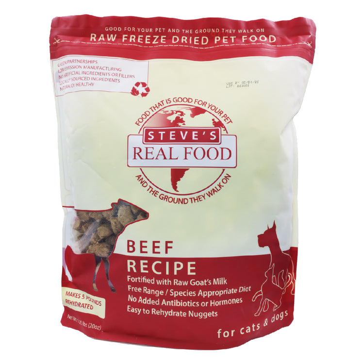 STEVE'S REAL FOOD Beef - Raw Freeze Dried Pet Food - 20OZ