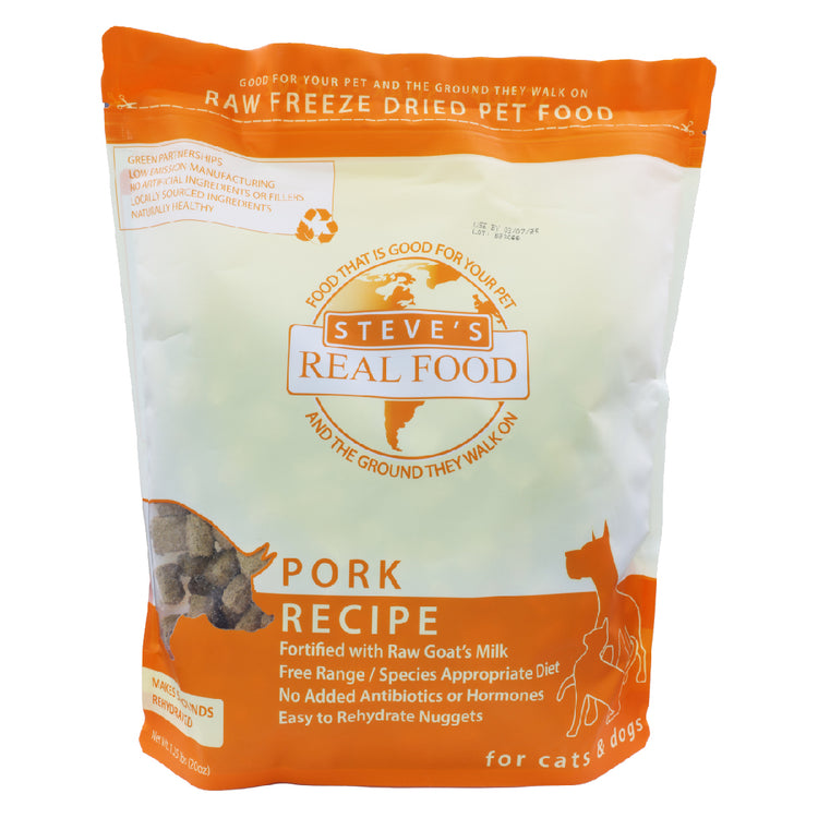 STEVE'S REAL FOOD Pork - Raw Freeze Dried Pet Food - 20OZ
