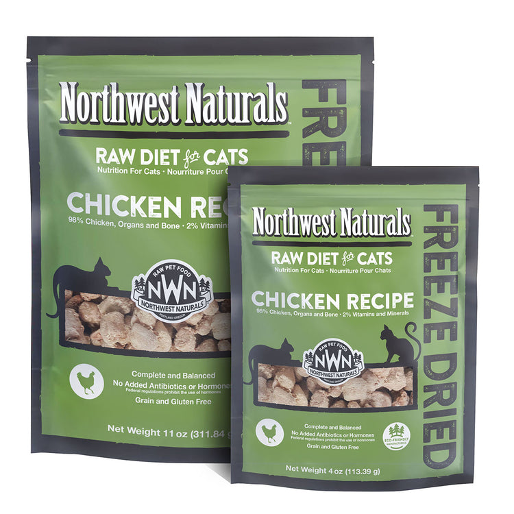NORTHWEST NATURALS CHICKEN RECIPE for Cats - Freeze Dried Raw Diet Cat Nibbles | 4OZ / 11OZ