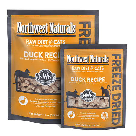 NORTHWEST NATURALS DUCK RECIPE for Cats - Freeze Dried Raw Diet Cat Nibbles | 4OZ / 11OZ