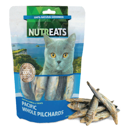 NUTREATS PACIFIC WHOLE PILCHARD for Cats - 100% Natural Cat Treats - 50G