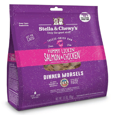 STELLA AND CHEWY'S Yummy Lickin' Salmon & Chicken - Grain Free Freeze Dried Raw Cat Food - 18OZ