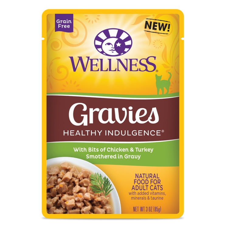 WELLNESS Healthy Indulgence Gravies with Chicken and Turkey - Grain Free Wet Cat Food - 85G