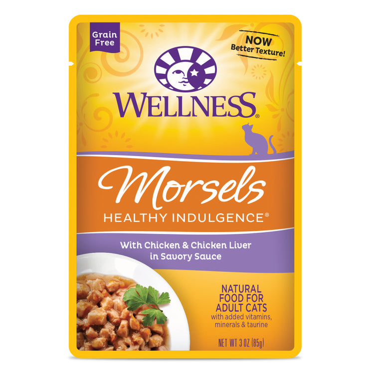 WELLNESS Healthy Indulgence Morsels with Chicken and Chicken Liver - Grain Free Wet Cat Food - 85G