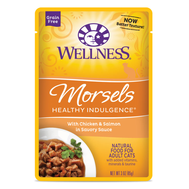 WELLNESS Healthy Indulgence Morsels with Chicken and Salmon - Grain Free Wet Cat Food - 85G